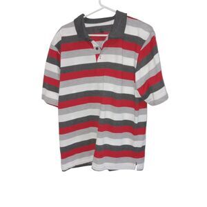 BKLYN United Polo Shirt Men White Red Striped XL